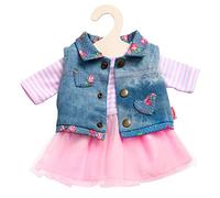 Heless 1550 - Conjunto de ropa para muñecas, 2 piezas con vestido de tul y chaleco vaquero, talla 28 - 35 cm