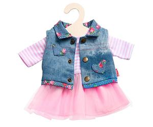 Heless 1550 - Conjunto de ropa para muñecas, 2 piezas con vestido de tul y chaleco vaquero, talla 28 - 35 cm