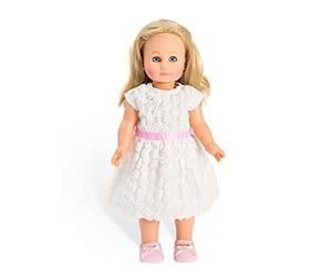 Heless 1650 - Vestido de ensueño para muñecas en blanco, con florecillas y faja rosa, talla 28 - 35 cm