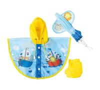 Heless 175 175-Rain Set for Dolls in Sailing Friends Design, 3 Pieces Cape, Umbr