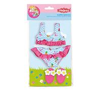 Heless 199 - Juego de natación para muñecas, 3 piezas, bikini con chanclas de baño, flamenco, talla 28 - 35 cm, para divertirse en el baño en los días calurosos de verano