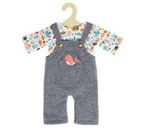 Heless 2215 - Ropa de Muñeca En Diseño WAL Bobby, Conjunto de 2 Piezas con Peto Gris y Camiseta Estampada de Colores para Muñecas y Animales de Peluche de Tamaño 35-45 Cm
