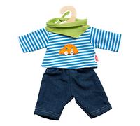 Heless 2315 - Juego de ropa para muñecas, 3 piezas con vaqueros, camisa de rayas y bufanda elegante, talla 35 - 45 cm