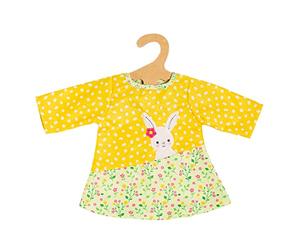 Heless 2355 - Ropa para muñecas en diseño Bunny Lou, Vestido túnica, con aplicación de Conejito y Estampado de Flores para muñecas y Peluches de 35-45 cm