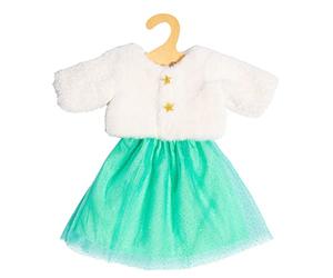 Heless 2370 - Ropa para muñecas en diseño Yuki, Conjunto de 2 Piezas en Blanco y Turquesa, con Chaqueta y Falda de Tul con Purpurina para muñecas y Peluches de 35-45 cm