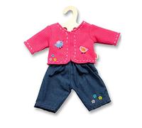 Heless 2504 - Conjunto de ropa para muñecas, 2 piezas con rebeca y vaqueros, en azul o rosa, surtido, talla 35 - 45 cm