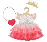 Heless 2580 - Ropa para muñecas, Vestido Princesa Emily, en Rosa, con Bolsa de corazón y Corona, para muñecas y Peluches de tamaño 35-45 cm