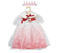 Heless 2680 - Vestido de muñeca «Princesa de Invierno Lumi» en Blanco y Rosa, con Corona y Capa de Felpa, para muñecas de 35-45 cm