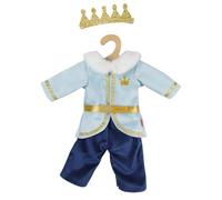 Heless 2685 - Disfraz de muñeca Prince Luka Azul y Dorado con Corona y Cuello de Felpa para muñecas de 35-45 cm