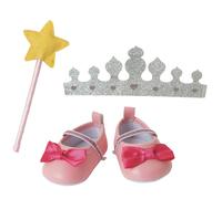 Heless 430 - Accesorios para muñecas en diseño Princesa Lillifee, Juego de Accesorios de 3 Piezas con Bailarinas, Corona de Purpurina y Varita mágica para muñecas y Peluches de 35-45 cm