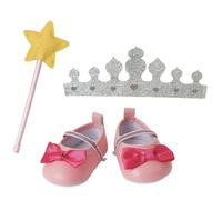 Heless 4301 - Accesorios para muñecas en diseño Princesa Lillifee, Juego de Accesorios de 3 Piezas con Bailarinas, Corona de Purpurina y Varita mágica para muñecas y Peluches de 30-34 cm