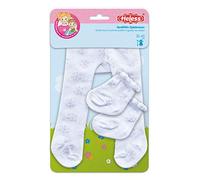 Heless 478 - Medias con calcetines para muñecas, blancas con cristales de hielo plateados, talla 35 - 45 cm