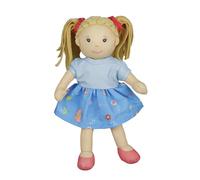 Heless 505 - Muñeca de Peluche niña Pippa con Vestido Azul para Poner y Quitar, Aprox. 22 cm de Altura muñeca de Peluche para abrazar, Jugar y amar