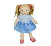 Heless 505 - Muñeca de Peluche niña Pippa con Vestido Azul para Poner y Quitar, Aprox. 22 cm de Altura muñeca de Peluche para abrazar, Jugar y amar