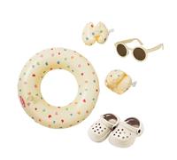 Heless 50550 - Set de natación para muñecas en Beige Heart Confetti, con Anillo de natación, alas acuáticas, Zuecos y Gafas de Sol, para muñecas y Peluches de 35-45 cm
