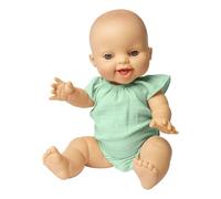 Heless 54030 - Muñeca bebé niña con Cuerpo de Muselina, con Volantes en Color Menta, de algodón 100% orgánico, tamaño muñeca 34 cm