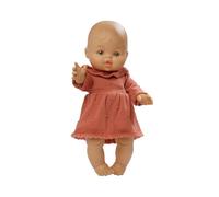 Heless 54031 - Muñeca niña con Vestido de Muselina en Color melocotón, 100% algodón orgánico, tamaño muñeca 34 cm