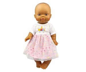Heless 54038 - Set de muñecas con la muñeca Gordi de niña y el Vestido de Unicornio «Hannah» con Falda de Tul, tamaño Aprox. 34 cm