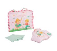 Heless 560-Accesorio para muñecas Bolso Cambiador ''Princesa Emily'', en Rosa, con asa de Transporte, pañales de Tela y 3 paños de Muselina, Color Pink, Universal (560)
