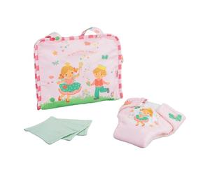Heless 560 - Accesorio para muñecas Bolso Cambiador ''Princesa Emily'', en Rosa, con asa de Transporte, pañales de Tela y 3 paños de Muselina