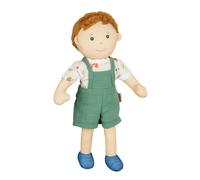 Heless 58 Peluche niño Paul con Peto Verde y Camisa para Poner y Quitar, Aprox. 32 cm de Altura muñeco Blando para abrazar, Jugar y querer, Color Beige, White, Blue, Universal