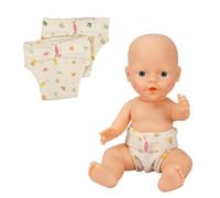 Heless 6201 - Pañal de Tela de Muselina para muñecas «Freche Früchtchen», 100% algodón orgánico, para Peluches y muñecas de 28-35 cm