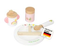 Heless 680 - Juego de 4 Piezas de alimentación para muñecas, con Plato, Cuchara, Vaso y Vaso de Desayuno