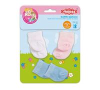 Heless 73 - Calcetines para muñecas, en los colores blanco, rosa y azul claro, 3 pares, talla 28 - 35 cm