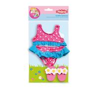Heless 787 - Juego de natación para muñecas, 3 piezas, bikini alegre con zapatillas de baño, talla 35 - 45 cm, para divertirse en el baño en los días calurosos de verano