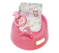 Heless 808 - Juego de Orinal para muñecas en Rosa, con diámetro de 15 cm, Incluye sonajero, Chupete y pañal Grande, Adaptado a tamaños de muñeca comunes