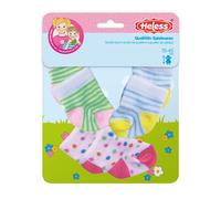 Heless 879 - Ropa para muñecas con diseño de Animales Divertidos, Lote de 3 Calcetines con Estampados de Colores en 3 diseños, para muñecas y Peluches de 35 a 45 cm