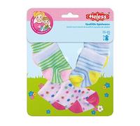 Heless 879 - Ropa para muñecas con diseño de Animales Divertidos, Lote de 3 Calcetines con Estampados de Colores en 3 diseños, para muñecas y Peluches de 35 a 45 cm