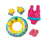 Heless 88 - Juego de natación para muñecas, traje de baño, zuecos, anillo de natación y alas con divertidos motivos de baño y agua, tamaño de muñeca aprox. 35 - 45 cm, para divertirse en el baño en los calurosos días de verano