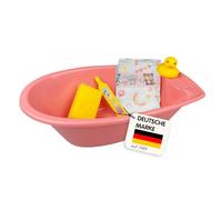 Heless 919 - Set de bañera para muñecas en Rosa, Incluye Esponja, Patito, termómetro y pañal Grande, tamaño Aprox. 41 x 23 x 13 cm
