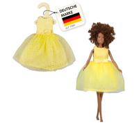 Heless Time2Shine 8513 - Vestido de bouclé «Sunshine» en Amarillo, con Falda de Tul, Purpurina y Lazo, para muñecas de Moda de 29 cm