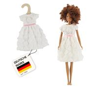 Heless Time2Shine 8650 - Vestido para muñecas en Blanco, con Estampado de Rosas y cinturón Rosa, para muñecas de Moda de 29 cm
