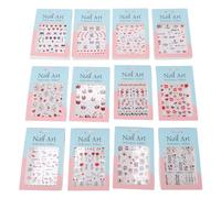 HELEVIA 12 Hojas de Pegatinas para Uñas, Pegatinas Autoadhesivas de PVC para Mascotas con Diseños Románticos y Llamativos, para Decoración de Uñas del Día de San Valentín