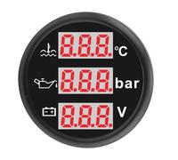 HELEVIA 3 en 1 Kit de Sensor de Instrumentos Temperatura de Refrigerante Medidor de Presión de Aceite Voltímetro de Batería para Bote de Automóvil 52 Mm de Retroiluminación (Cubierta negra de dial