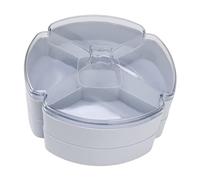 HELEVIA Bandeja de Plástico Dividida para Servir con Tapa, Soporte para Refrigerios de 5 Compartimentos (Azul)