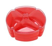 HELEVIA Bandeja de Plástico Dividida para Servir con Tapa, Soporte para Refrigerios de 5 Compartimentos (Roja)