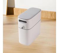 HELEVIA Bote de Basura de Embalaje Automático Estrecho, Cubo de Basura de Plástico con Tapa de Sellado para Cocina y Baño (Gris)