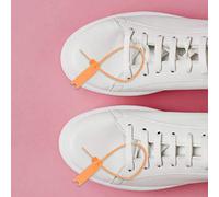 HELEVIA Bridas Desechables para Cables, Etiquetas de Seguridad Antirrobo Autoblocantes para Zapatos, Bolsos, Ropa, Sujetadores de PP de 250 Mm con 10 Colores (Naranja)
