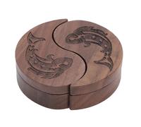 HELEVIA Caja de Selección de Guitarra, Juego de Caja de Almacenamiento de Selección de Guitarra Estilo Tai Chi, Caja de Madera de Nogal con Cubiertas Giratorias, Cierre Magnético