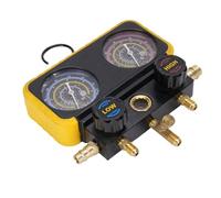 HELEVIA Conjunto de Medidor de CA de Automóvil, Calibre Múltiple con 3 Mangueras, R410A R32 R134A R22, Medidor de Refrigerante Automotriz Conjunto para Uso Profesional y Doméstico