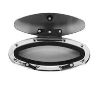 HELEVIA Escotilla Portillo para Barcos, 300 X 105 Mm con Vidrio Templado Ahumado, Diseño de Apertura Interior, Acero Inoxidable de Grado Marino, Resistente a los Rayos, Impermeable,