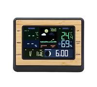 HELEVIA Estación de Pronóstico del Tiempo en Color, Termómetro Higrómetro Digital Inalámbrico para Interiores y Exteriores con Monitor de Temperatura y Humedad, Fase Lunar, Reloj
