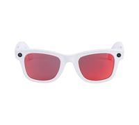 HELEVIA Gafas Inteligentes AI con Cámara de 8MP, Traducción Bluetooth, Música, Llamadas, Activación por Voz, Grabación de Video Antivibración para Viajes y (Lentes recubiertas de Rojo Concha Blanca)