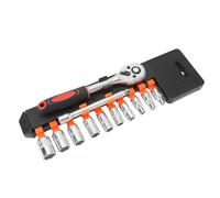 HELEVIA Juego de Llaves de Tubo Métricas de 1/4 Pulgadas con de Trinquete Rápido para Automoción, Reparación de Motocicletas y Uso Doméstico, 10 Uds.