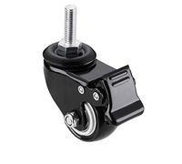 HELEVIA Juego de Ruedas Giratorias Universales de 360° para Silla, de 2 Pulgadas, M8x25mm, 463LBS, Resistentes con Freno, 2 Ruedas sin Freno para Muebles, 4 Uds. (Negro)