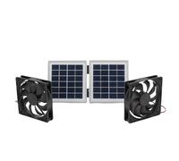 HELEVIA Kit de Ventilador de Escape Solar, Ventilador de Refrescante de Ventilación de Escape de 2x5w a Prueba de Lluvia con Panel Solar Plegable de 10 W, para la Casa de Mascotas (blancos)